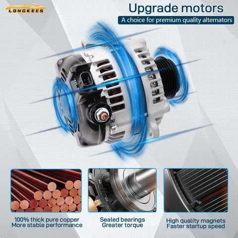 Beefed-Up 130A 12V Alternator Replacement For Toyota Tacoma 4.0L V6 2005-2015 And 2003-2009 4Runner With 7-Groove Pulley