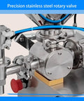 Single Head Pneumatic Filling Machine Built Tough With Stainless Steel And A No Sweat Drip Proof Nozzle For Smooth Auto Manual Paste Dispensing Up To Two Thousand Six Hundred Milliliters Capacity, precision stainless steel rotary valve detail.
