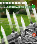 Heavy Duty Manual Lawn Aerator With 15 Iron Spikes Height Adjustable Spike Aerator Tool showing long iron spikes compared to short ones