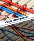 ColumPRO Cable Chase Wire Brackets 20 Pack Heavy Duty NM Cable Organizers hold colorful electrical wires securely on wooden surface.