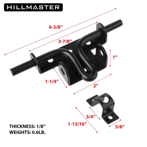 Heavy Duty Sliding Bolt Gate Latch With Padlock Hole For Wooden Fences And Barn Doors, Workhorse Gate Lock Hardware Two Pack, black finish