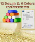 12 colorful dough sticks from 70 Piece Kids Dough Set 4 In 1 With Ice Cream Maker Noodle Maker Hamburger And Cake Mold Tools Kit