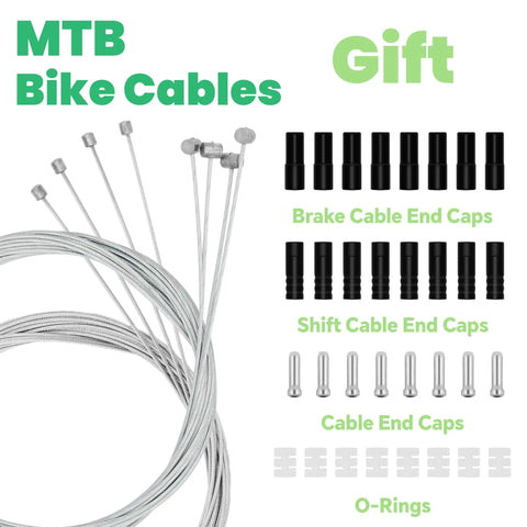 Universal Mountain Bike Brake And Shift Cable Kit With Silver End Caps O Rings And Cable End Caps 40 Piece Set for MTB shown