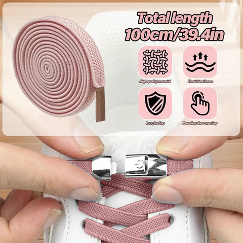 No Tie Elastic Shoelaces With Quick Adjustable Fit For Shoes Sneakers And Sports Footwear Easy On Secure Lacing For Fast Slips And All Day Comfort No Tie Convenience For Athletes And Everyday Wear, 100cm pink laces