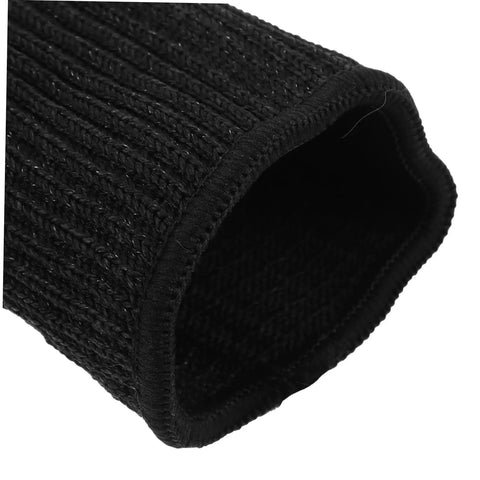 Close-up of black knitted cuff of Ready For The Grind Heavy Duty Gardening Arm Sleeves Cut Resistant And Abrasion Proof.