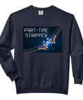 Badass Part Time Stripper Electrician Wire Stripping Sweatshirt for Tradesmen, navy blue, featuring colorful wire graphic.