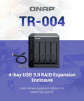 Plug And Play 4 Bay USB C Direct Attached Storage Box Featuring Hardware RAID For 3.5 Inch SATA Drives, black enclosure with USB cable.