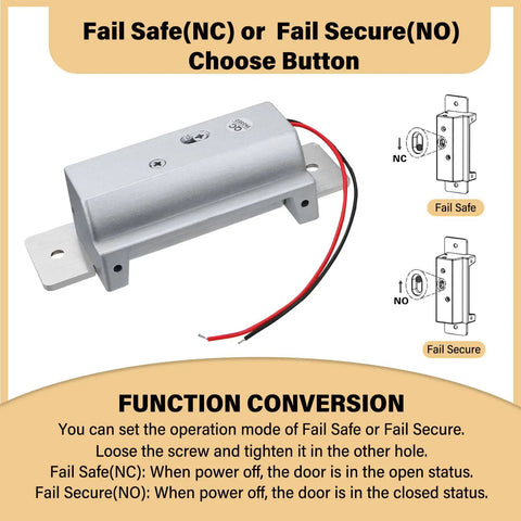 Heavy Duty Electric Door Strike Lock For Door Access Control System With ANSI Standard Fail-Safe and Fail-Secure Modes diagram
