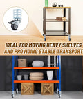 Heavy Duty Storage Rack Caster Wheels Badass 2 Inch Rollers With Secure Top Brakes Fits Boltless Shelving Units, shown on mobile rack.