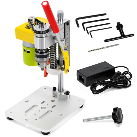 Mini Benchtop Drill Press With 7 Speed Settings And B10 Chuck, Handles 0.6-6mm Bits, 40mm Stroke, accessories included