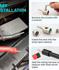 0 To 4 Gauge Power Reducer Connectors For Car Audio Amplifier Beefy Brass Wire Terminal Connectors With Heat Shrink Tubing And Allen Key 4 Pack For Amp Input AWG Power And Ground, installed on car audio wires