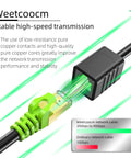 Cat6a Shielded Ethernet Extension Cable 20 Feet Upward Angled RJ45 Patch Cable Male To Female Connector with copper contacts