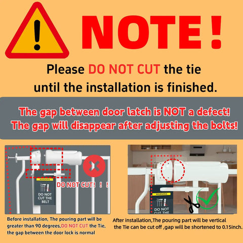 Installation instructions for extra wide baby gate with door walk through easy install adjustable 38.5 to 43.3 inches
