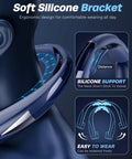 Hands Free Neck Fan With LED Book Light close-up, showing silicone bracket and ergonomic design for comfort.