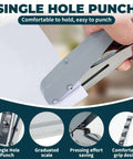 Heavy Duty Handheld Hole Puncher That's Built Tough With 0.12, 0.24, And 0.31 Inch Hole Sizes, 25 Sheet Capacity, Durable Metal Punch