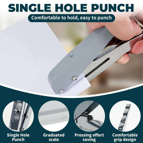 Heavy Duty Handheld Hole Puncher That's Built Tough With 0.12, 0.24, And 0.31 Inch Hole Sizes, 25 Sheet Capacity, Durable Metal Punch