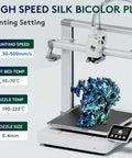 3D printer with Silk Dual Color PLA Filament For 3D Printers 1.75mm Tolerance 0.03mm 1kg Spool Two Tone Blue Green Coextruded Silk Finish