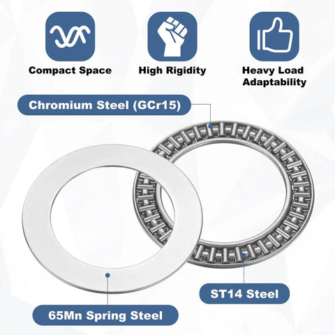 Thrust Needle Bearing Set With Eight Washers 35Mm Inner Dia 52Mm Outer Dia 4Mm Thick Chrome Steel Needle Rollers With Steel Cage