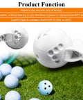 Close-up of White Golf Ball Marker Template For Rapsodo MLM2PRO Mobile Launch Monitor on grass with scattered golf balls.