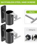 Go-To Heavy Duty Deck Rail Umbrella Holder with 304 stainless steel hand screws, includes two black flat mount brackets.