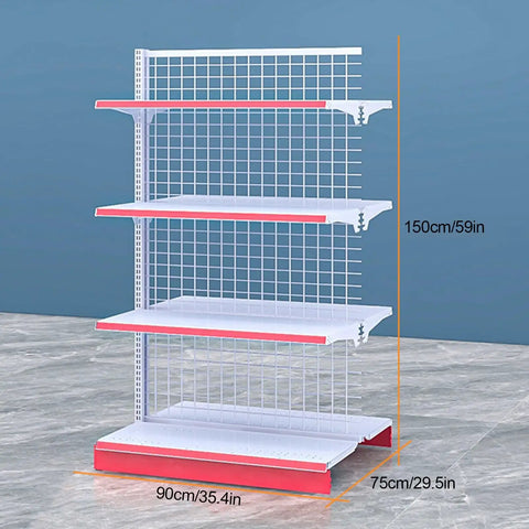 Rock Solid Double Sided Retail Display Rack And Heavy Duty Commercial Shelving Unit For Grocery Stores Adjustable 4 Tier Metal Workhorse In Bright White Finish That Cuts Clutter And Boosts Product Visibility Straight Up