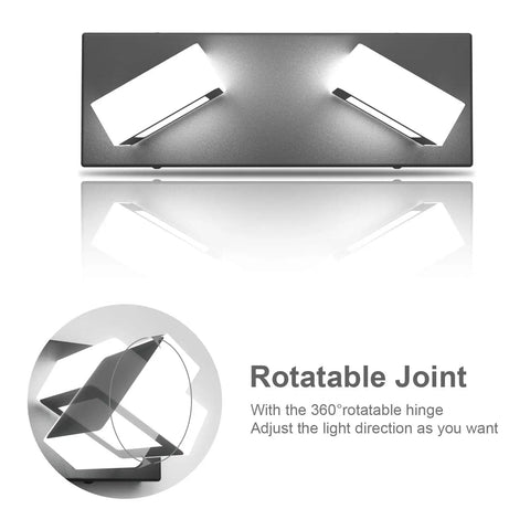 Two Lights Black Modern Bathroom Vanity Light With Acrylic LED Wall Fixture showing rotatable joint feature