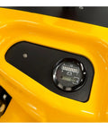 Control panel of Fully Electric Thin Leg Pallet Stacker With 130 Inch Height Capacity And 3307 Pound Payload showing battery level.