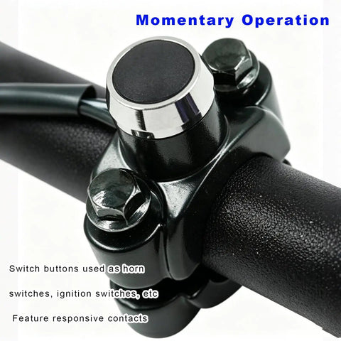 Heavy Duty 7/8 Inch Motorcycle Handlebar Switch For Dirt Bikes Slick Aluminum Engine Start Button with momentary operation on handlebar.