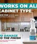 Kitchen Cabinet Cleaner Kit With Brush Knock Out Stubborn Grease And Grime On Wood And Painted Furniture Gentle Residue Free Degreaser Spray in kitchen.