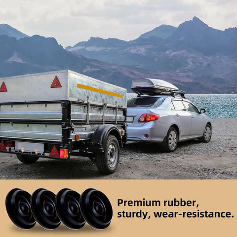 4 Pack Trailer Hub Dust Caps Rubber Grease Plugs For Ez Lube Style Hubs 85 1 Cap Camper with car and trailer by mountain lake.