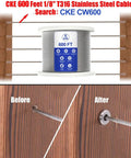Stainless Steel Protector Sleeve For Cable Railing System One Eighth Inch Wire Rope Kit 100 Pack For Wood Posts Diy Deck Balustrade Protective Sleeve With Drill Bit shown installed on wood post