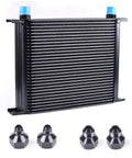 30 Row AN10 To AN10 Stacked Plate Oil Cooler With 6AN And 8AN Adapters, aluminum alloy, black, front view