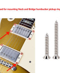 Heavy Duty Nickel Humbucker Pickup Frame Mounting Screws For Gibson Les Paul and SG Guitars shown mounting pickup rings.