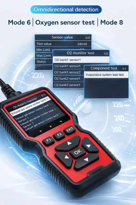 V519 OBD2 Scanner Diagnostic Tool Car Code Reader With 35901 Built In DTC Library displaying test results on screen