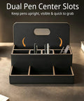 Eight Compartment Desk Organizer And Mail Holder with dual pen center slots on a countertop, suitable for office essentials organization