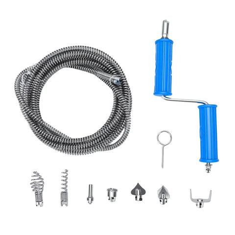 Heavy Duty 12Mm Drain Auger Pipe Snake For Kitchen Sink And Shower Drain Clog Rooter Thick Alloy Steel Plumbing Tool components with cable and cutter heads