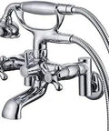 Wall Mount Tub Faucet With Hand Shower Kit, Adjustable 3 To 9 Inch Center Vintage Style Tub Filler, 8 Inch Spread Bathtub Faucet