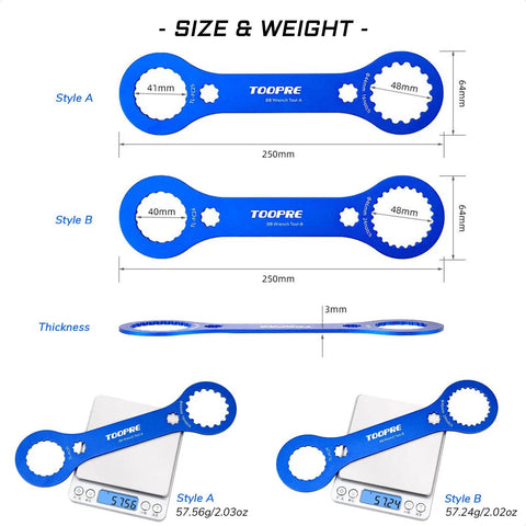 Bike Bottom Bracket Tool For 16 And 24 Notch Cups 39mm 41mm 44mm 46mm Fits Shimano Hollowtech II Sram Campagnolo FSA Truvativ BBs showing size and weight details.