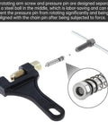 Beefed Up Motorcycle Chain Link Breaker And Pin Removal Tool With components including rotating arm screw and pressure pin.