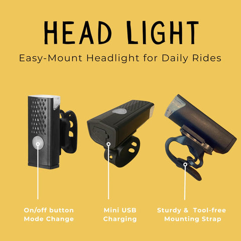 Rechargeable Bicycle Light Set With Front And Rear LED Lights USB Charge 300 Lumen Headlight Up To 10 Hours Battery IPX4 Waterproof Easy Mount For Daily Rides Street Safe Visibility