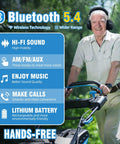 Man using AM FM Radio Headphones With Digital Display Dope Sound Noise Reduction Earmuffs Comfortable Hearing Protector Bluetooth 5.4