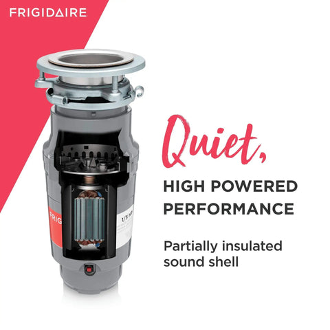 One Third Horsepower Direct Wire Garbage Disposal For Kitchen Sinks With BIOSHIELD Odor Control And Torque Master Grinding System