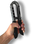 Hand holding Adjustable Grip Strength Trainer For Hand Rehab And Fitness Built Tough All Steel Hand Grip Exerciser With 5 To 150 Lb Resistance Portable And Durable Made In USA