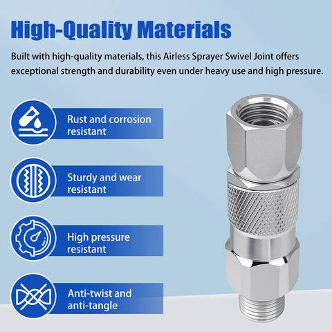 Airless Spray Gun Swivel Connector For Magnum Straight Hose Eliminates Hose Twists And Kinks Smooth Pressure Rolling Pro Grade Accessory For Precision Exterior And Detail Spraying Projects, stainless steel swivel joint
