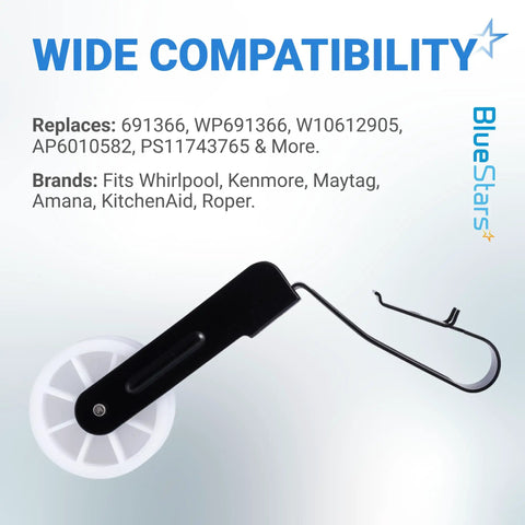 Upgraded Dryer Idler Pulley For Whirlpool Kenmore Maytag Roper Dryers Easy Install Durable Replacement Part visible with details