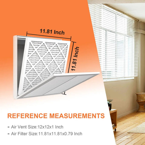 12x12x1 Air Filter 4 Pack MERV 8 Pleated Filters for Furnace and AC fits most HVAC systems with reference measurements.