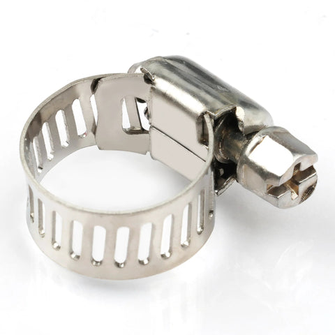 Stainless steel hose clamp with adjustable 10–16 mm inner diameter; pack of 4.