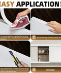Step-by-step guide for applying Melamine Edge Banding Three Quarters Inch By Twenty Five Feet White With Hot Melt Adhesive Pre Glued Diy Ready Cabinet Edge Banding Flexible White Veneer Edging For Plywood Furniture Table.