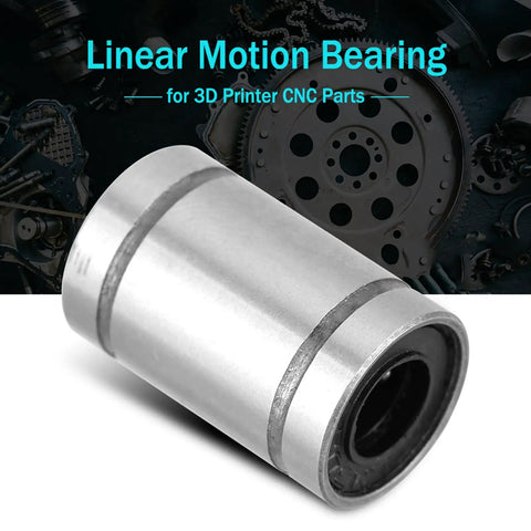 Ultra Quiet Linear Motion Ball Bearing Bushing Set 6mm LM6UU For 3D Printer And CNC Parts, steel bearing close-up.