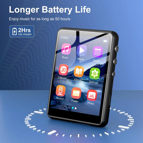 128GB Bluetooth 5.4 MP3 Player With 2.4 Inch Touch Screen Portable HiFi Lossless Sound FM Radio Ebook Voice Recorder display